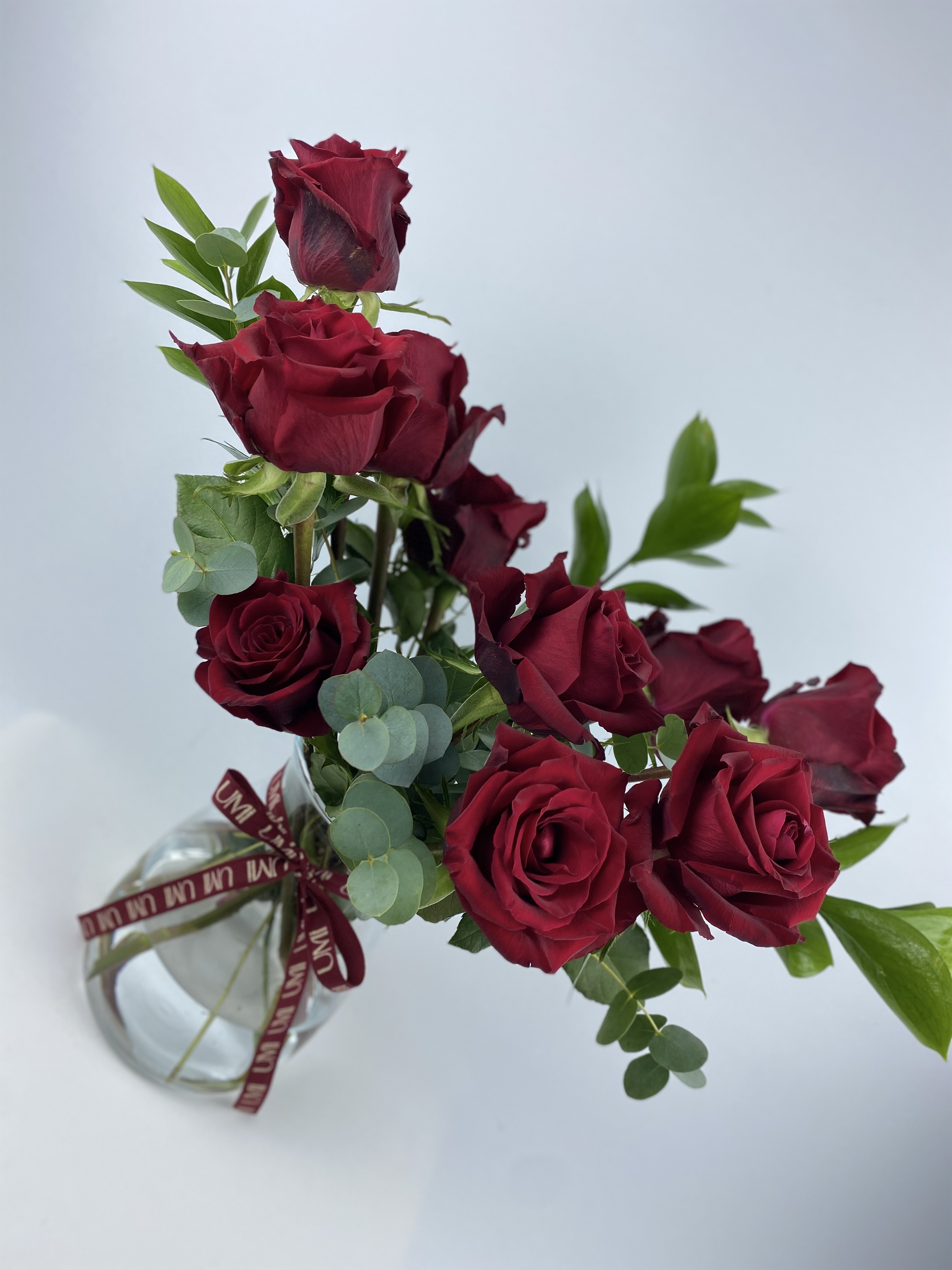 Ruby Serenade Cam Vazoda 9 Kırmızı Gül