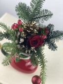 Xmas Stocking Seramik Kupada Mini Yeni  Yıl Aranjmanı